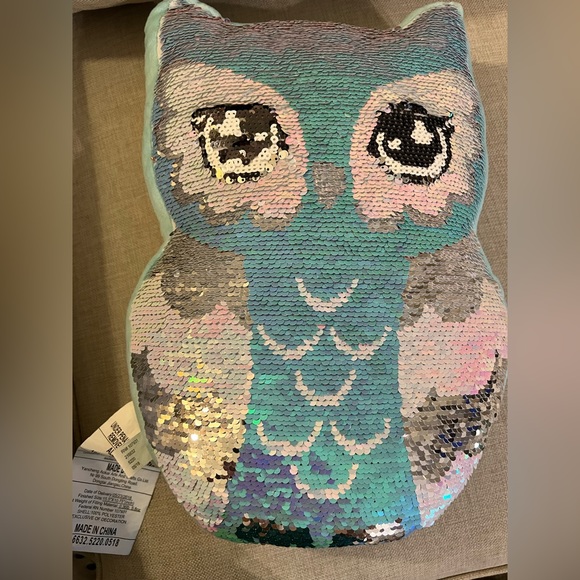 Justice reversible sequins owl pillow. Excellent condition. - Picture 6 of 8